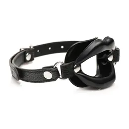 XR Brands Labios Jugosos Silicone Open Mouth Gag Black Adjustable Strap