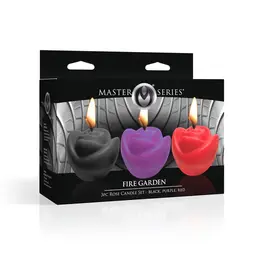 Fire Garden Rose Candle Set 3pcs Black/Purple/Red Soy Wax Low Temp