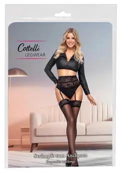 Cottelli LEGWARE crne samostojeće čarape sa čipkom XL 20 dena Oeko-Tex