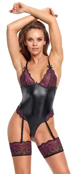 Cottelli Lingerie bodi sa halterima L crno roze sa podesivim čipkanim detaljima