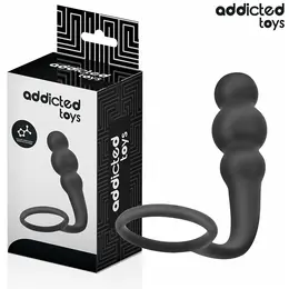 Addicted Toys silikonski intimni čep sa ergonomskim prstenom Model 1 crni 195mm