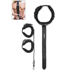 Mistt Long Fist Ankle & Wrist Restraint System Genuine Leather Black