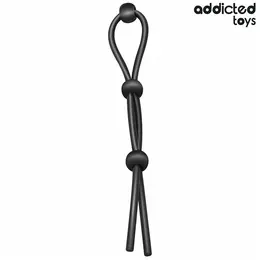 Addicted Toys silikonski podesivi intimni prsten sa tri petlje 195mm crni