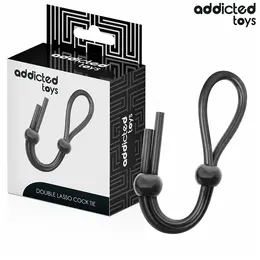 Addicted Toys silikonski podesivi anatomski prsten sa dvostrukom petljom 19.5cm crni
