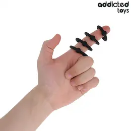 Addicted Toys set silikonskih podesivih prstenova, 4 veličine, crni