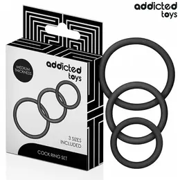 Addicted Toys Silicone Support Rings Set 3 Sizes Black 8435565956561