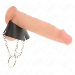 KINK metalni prsten sa lancem od 4cm i kožnim kaišem, izrađen od čvrstog čelika sa mogućnošću podešavanja širine