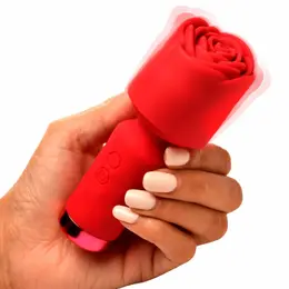Bloomgasm Pleasure Rose Mini Wand Red, kompaktni intimni masažer