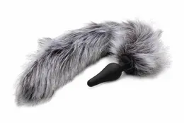 TAILZ Grey Wolf komplet sa repom, silikonski analni čep i uši od veštačkog krzna, sivi