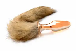 TAILZ Fox Tail Glass Plug Orange - Borosilicate Glass & Faux Fur 20cm
