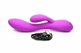 BANG! Fleksibilni rabbit vibrator sa dva motora, ljubičasti, 19.5 cm, vodootporan