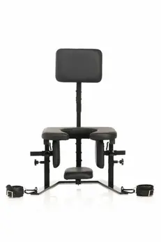 XR Brands Pleasure Throne Adjustable Support Chair Black Vegan Leather