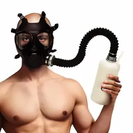 XR Brands intimna gas maska sa inhalatorom, crno-bela sa podesivim kaiševima