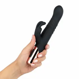 Rosy Gold Rabbit vibrator sa funkcijom potiskivanja crni 13cm USB punjivi