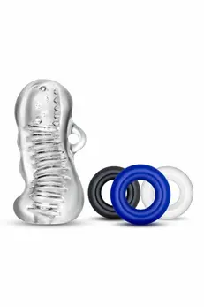 Blush Quickie Kit fleksibilni rukav i set od 3 prstena za podršku providni