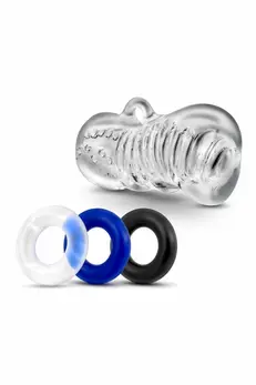 Blush Quickie Kit fleksibilni rukav i set od 3 prstena za podršku providni