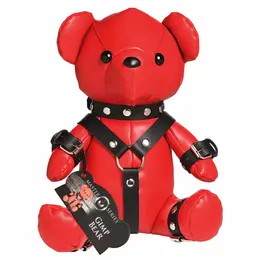 XR Brands Gimp Bear crveni plišani meda od veganske kože