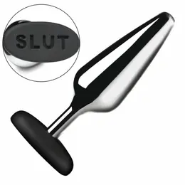 XR Brands Intimate metalni analni čep u srebrnoj boji sa silikonskom bazom, srednja veličina
