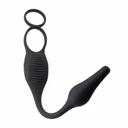 Evolved Novelties Plug & Tug crni silikonski sistem za dvostruku stimulaciju