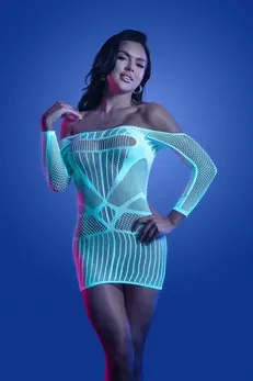 Fantasy Lingerie Ascension Long Sleeve Dress White/Blue Elegant Design