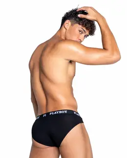 Playboy Modal Gym Briefs Black - Men's Athletic Comfort Underwear