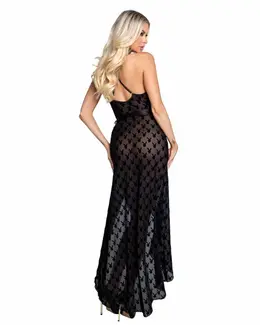 Playboy Lingerie Bunny Noir Slip Dress with Satin Bow Accent, Black