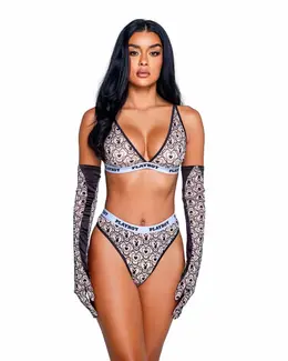 Playboy Lingerie Bunny Sport 2-Piece Set - Bralette & Thong, Black