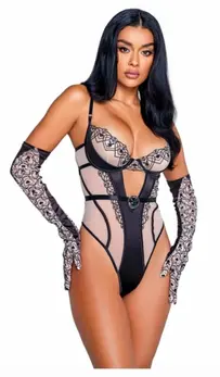 Playboy Bunny Kiss Teddy, elegantni bodi od tila i satena