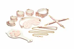 XR Brands Kitty Pink Bondage Set Vegan Leather Gold Accents Adjustable
