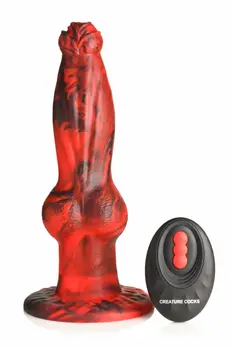 XR Brands Hel-Wolf intimni vibrator sa funkcijom potiskivanja crveno/crni