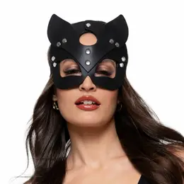 Bedroom Fantasies Kinky Kitty crna maska od veštačke kože sa podesivom veličinom
