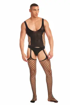 Rene Rofe Galaxy D Men’s Two-Piece Sheer Mesh Set Black L/XL