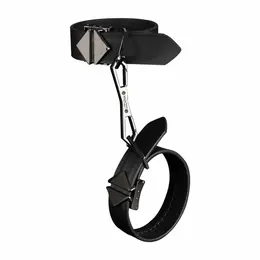 LOCKINK Adjustable Leather Wrist and Ankle Cuffs Set Black 34cm