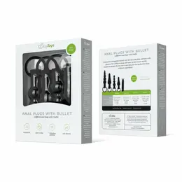 EasyToys silikonski analni set sa vibrirajućim metkićem, crni, 4 veličine