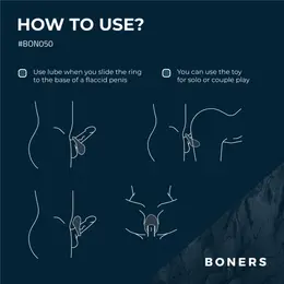 Boners Vibrating Ring with 10-Mode Stimulation System, Black, Flexible