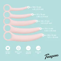 Teazers silikonski set vaginalnih dilatora, 5 veličina, fleksibilni i bezbedni za telo