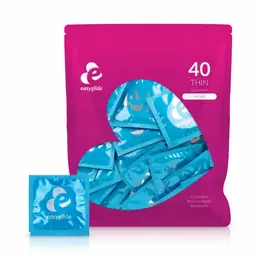 EasyGlide Extra Thin Latex Condoms 40pcs - Anatomical Fit, Ultra Sensitivity