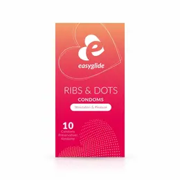 EasyGlide Ribbed & Dotted Anatomical kondomi, pakovanje od 10 komada, providni