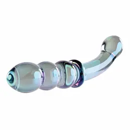 Evolved Shiny Wand Galaxy Glass Massager Iridescent Blue-Purple 19cm