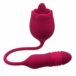 Evolved Wild Rose intimni stimulator sa efektom jezika u crvenoj boji, dva motora, punjiv preko USB kabla