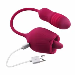 Evolved Wild Rose intimni stimulator sa efektom jezika u crvenoj boji, dva motora, punjiv preko USB kabla