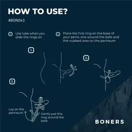 Boners Triple Ring Blue, silikonski intimni sistem na USB punjenje