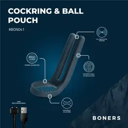 Boners Blue silikonski prsten za stimulaciju sa vibracionim sistemom od 10 režima