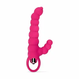TOYJOY Ribbed Tarzan Pink Silicone Dual Action Massager 18 cm