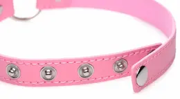 Kinky Kitty Slim Adjustable Choker Pink Vegan Leather Cat Ring
