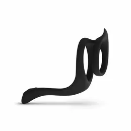 EasyToys silikonski erekcioni prsten sa rebrastim stimulatorom perineuma 11cm