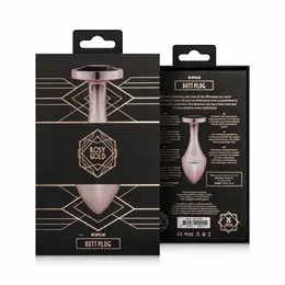 Rosy Gold Nouveau geometrijski analni čep sa crnim kristalom