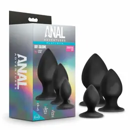Blush Novelties Anal Adventures Platinum Stout Plug Kit silikonski analni čepovi u tri veličine