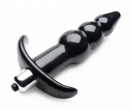 Bubbly Vibrating Plug Black - Multi-Speed, Waterproof, Ribbed Design