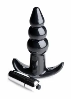 Bubbly Vibrating Plug Black - Multi-Speed, Waterproof, Ribbed Design